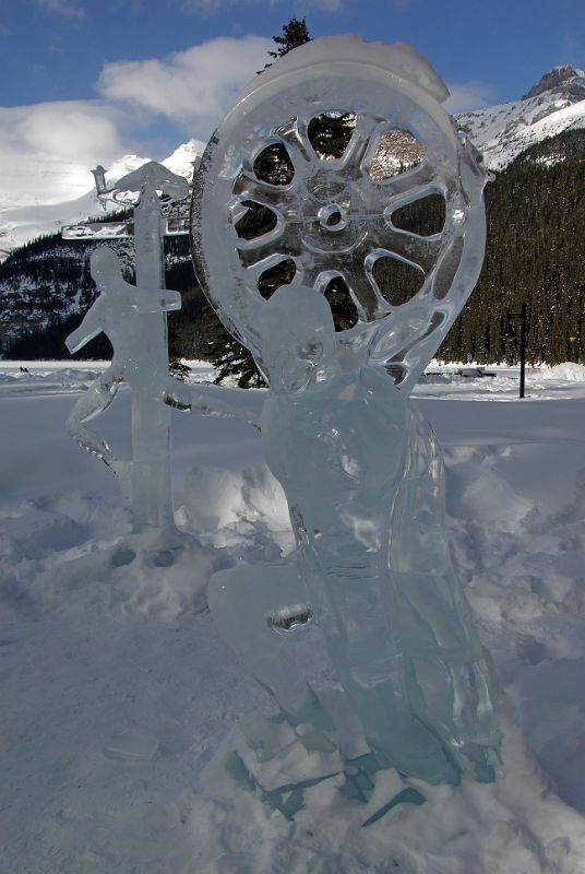 24D Atlas Holding The Heavens Ice Sculpture At Chateau Lake Louise In Winter
